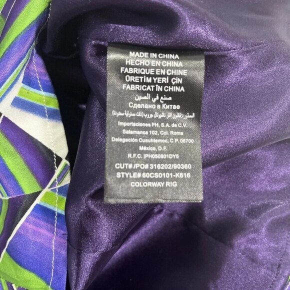 Bebe Silk Halter Top Sz M Y2K Multicolor Bandana Tie Waist Pleated Corset Glam - Picture 6 of 9